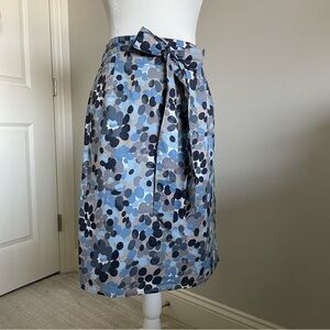 BELLA BIRD Blue & Gray Cotton Skirt with Tie Waist, Blue Skirt, Polka-Dots, XL
